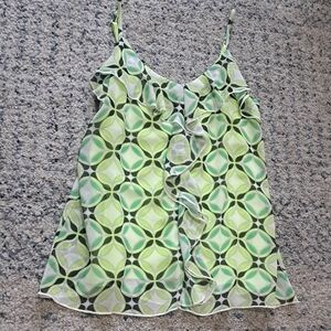 New York & Company Lime Geometric Tank Top